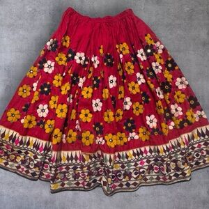 Burlingtons Taj Mahal 1950s 100% Silk Floral Intricate Circle Skirt Bombay India